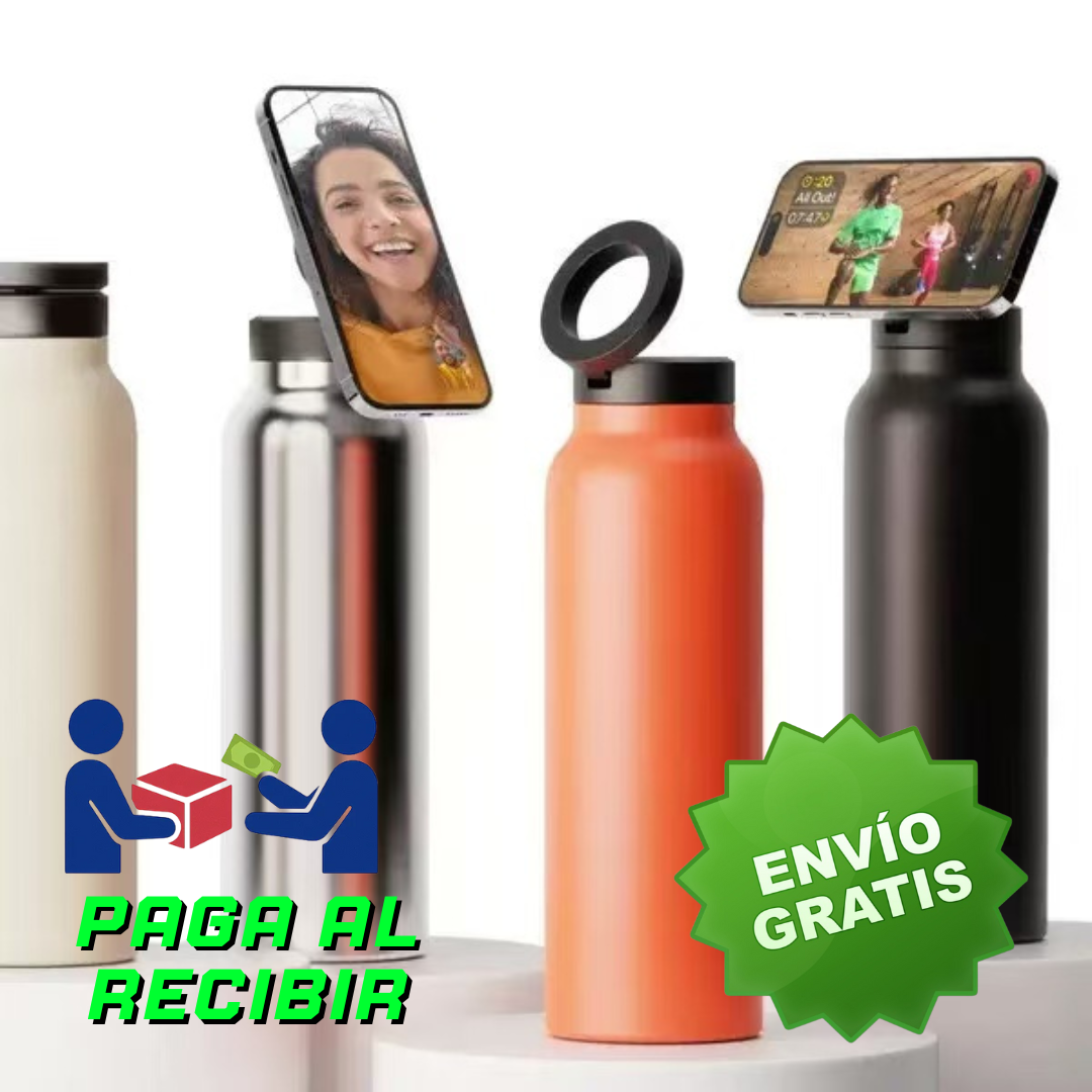 BOTELLA DEPORTIVA CON TAPA MAGNÉTICA (NEGRA)